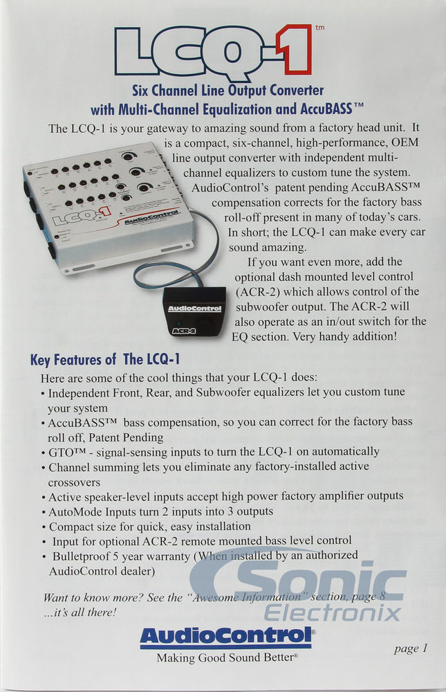 AudioControl LCQ-1 (White) Image 5