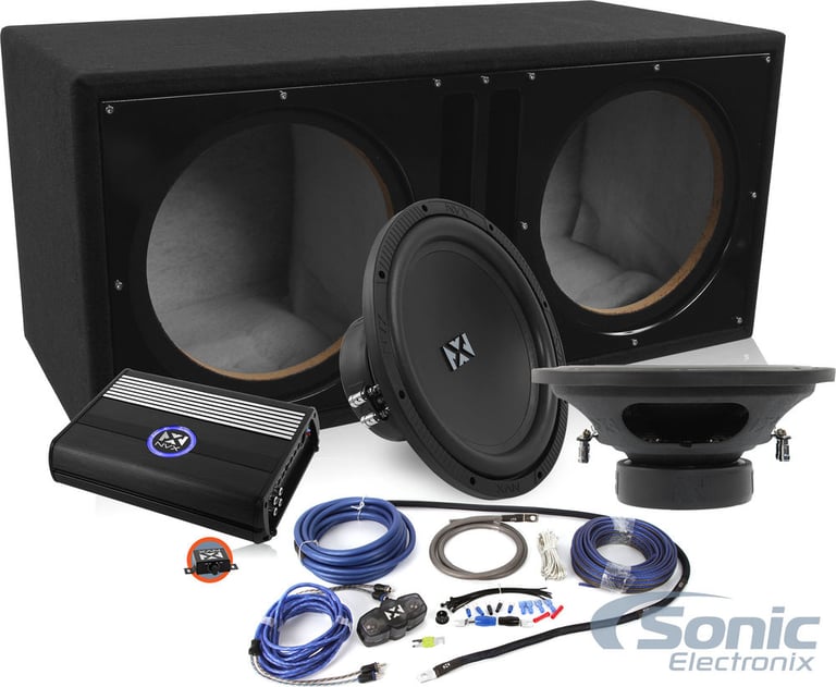 Dual 12" NVX N-Series Bass Package with Amp, Box  & Install Kit Image 1