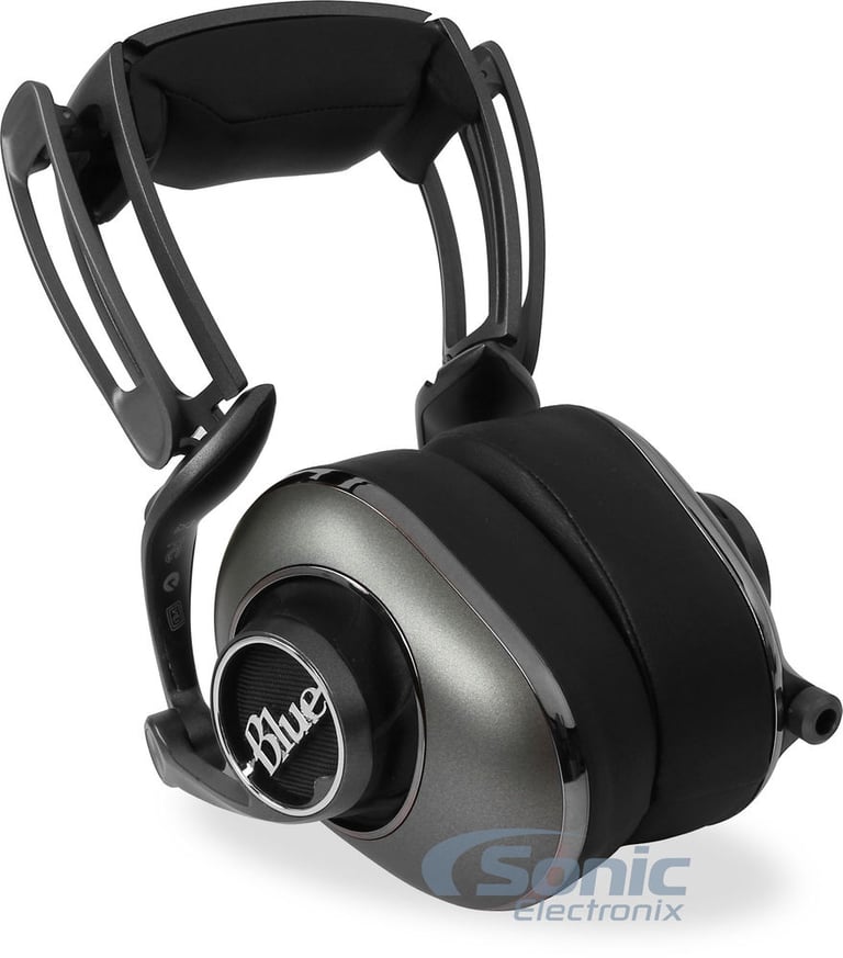 Blue Mo-Fi Headphones with Built-In Audiophile Grade Amp w/ T-Stand Image 3