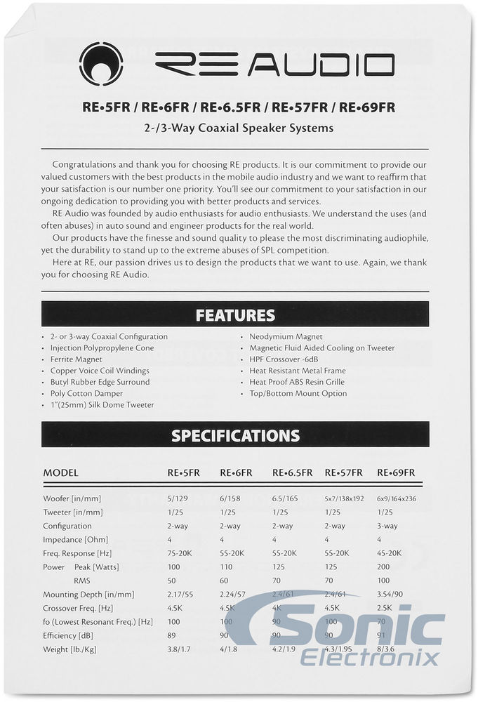 RE Audio RE 6X9FR Image 11