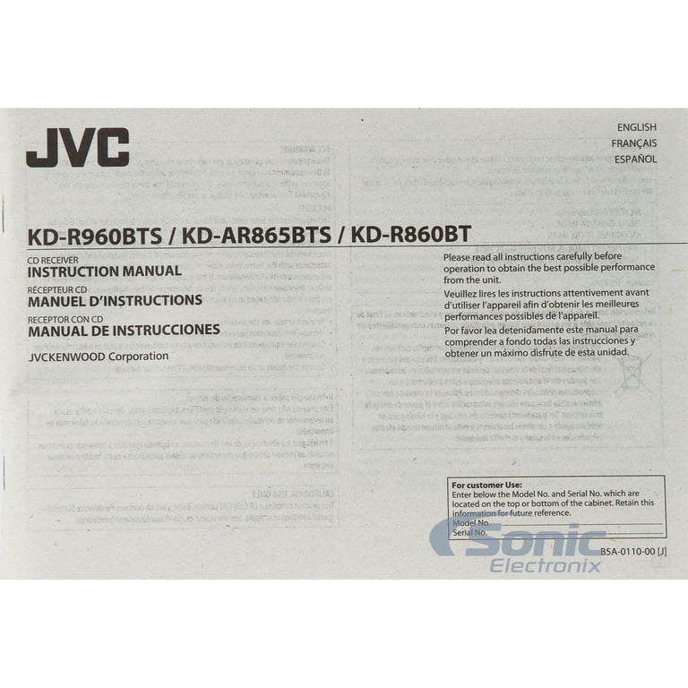 JVC KD-AR865BTS Image 9
