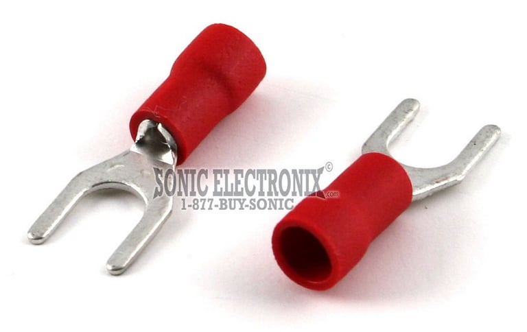 Spade Terminal 100 Pack 22-18 Gauge Red Width #10 Image 1