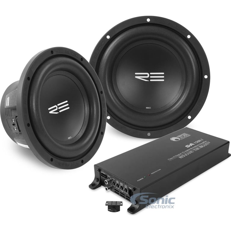 RE Audio 900 Watt RMS 10" Subwoofers + Amplifier Bass Bundle Image 1