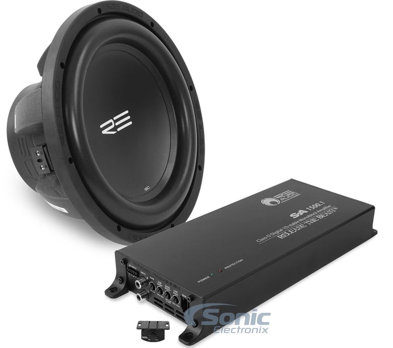 RE Audio 450 Watt RMS 12" Subwoofer + Amplifier Bass Bundle Image 1