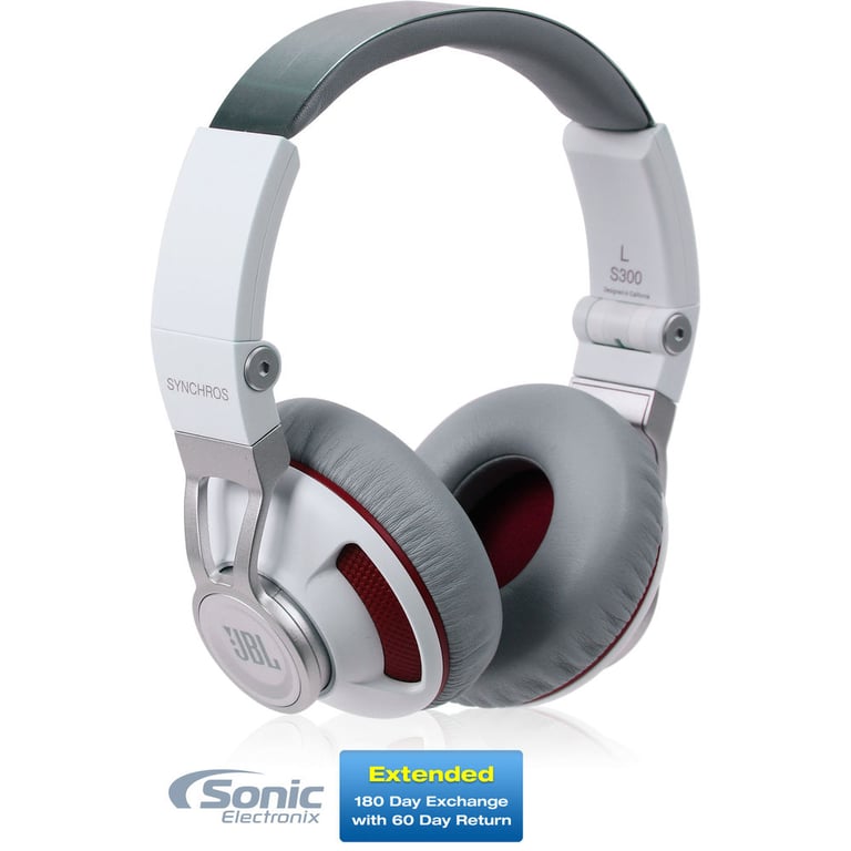 JBL Synchros S300i - White/Red + Sonic Electronix Bonus Pack 3 Image 1