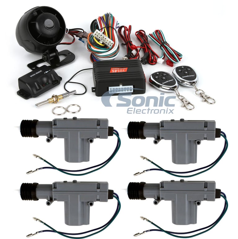 Crimestopper SecurityPlus SP-101 + (4) Car Power Door Lock Actuator Image 1
