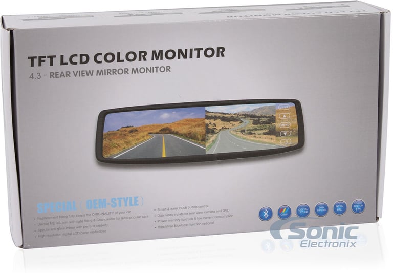 Crimestopper Rear View Mirror Monitor and Chrome License Plate Color Camera Image 7
