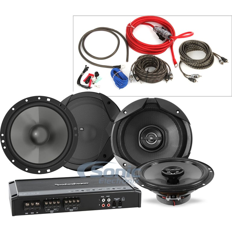 Rockford R300X4 Amp+6.5" 2-Way Speakers+Amp Kit+RCA cable Image 1