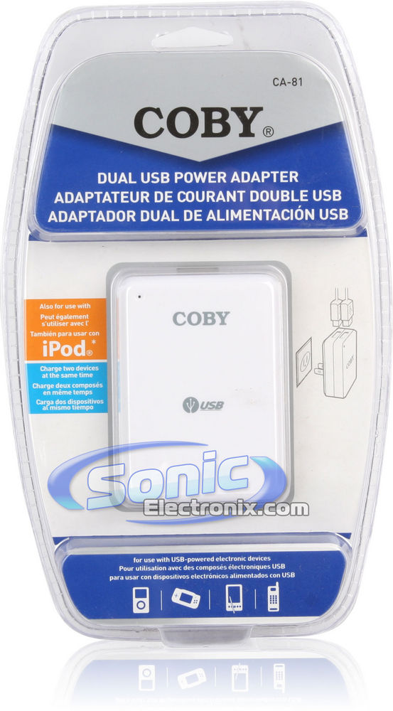 Coby CA81 (CA-81) Universal Dual USB Power Adapter - White Image 4