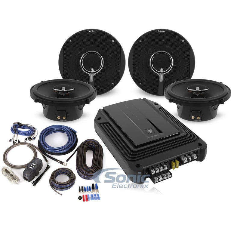 Infinity + JBL 4-Channel Amplified Setup with 6-1/2" Coaxials and Wiring Kit Image 1
