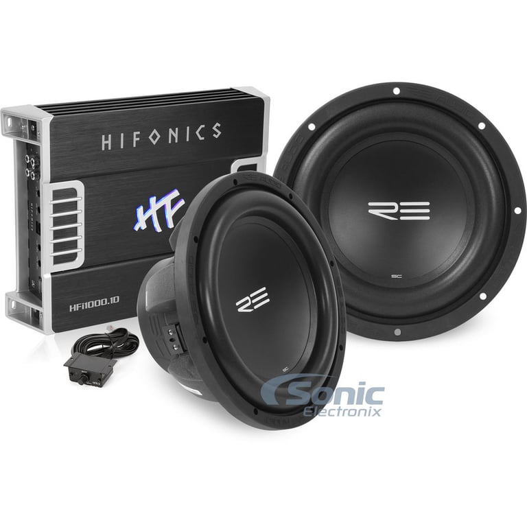 RE Audio + Hifonics 1000 Watt Amplified Bass Bundle Image 1