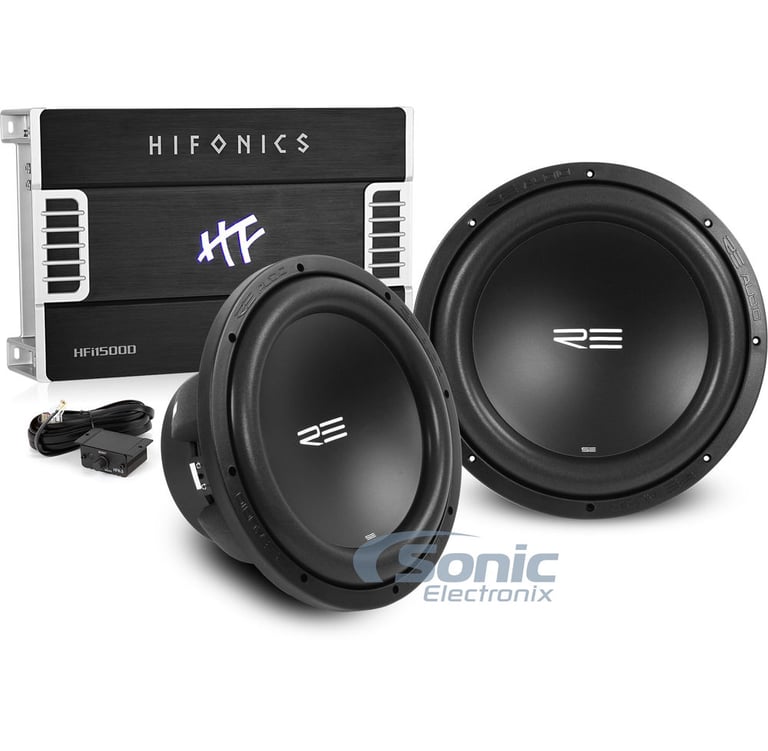 RE Audio + Hifonics 1500W Dual 12" Amplified Bass Bundle Image 1