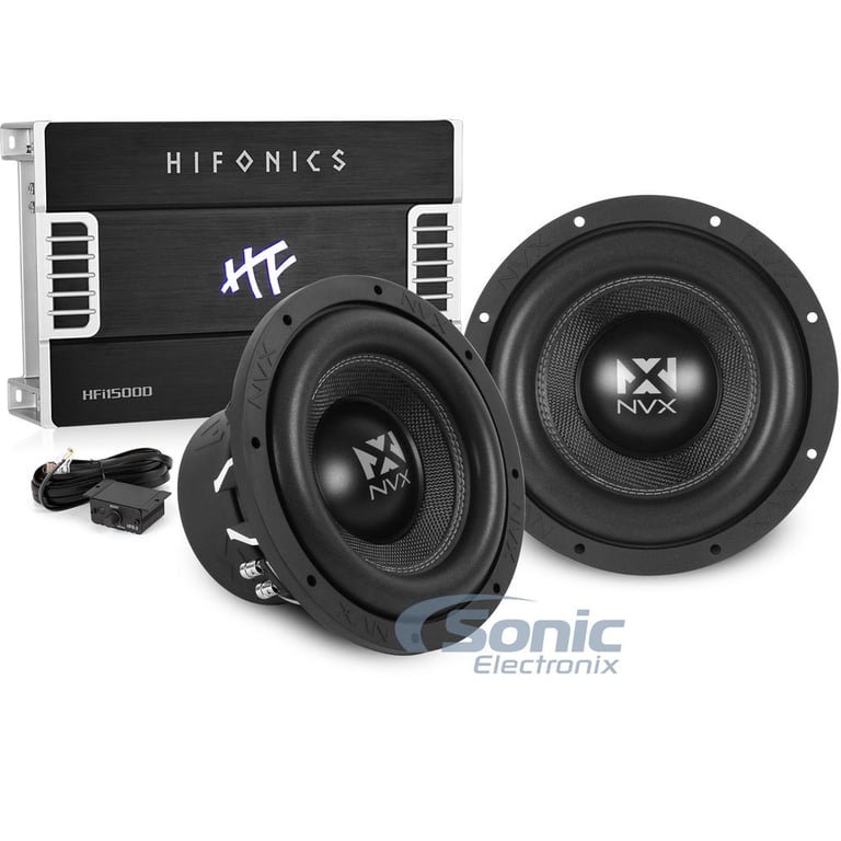 NVX + Hifonics 1500W Dual 10" Amplified Bass Bundle Image 1