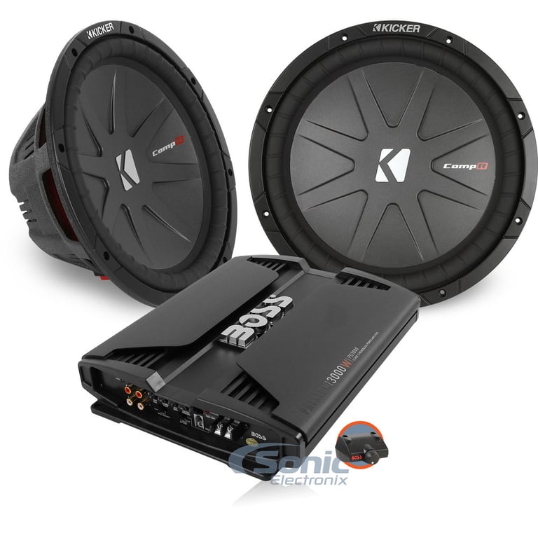 Kicker Dual 12" Subwoofer Combo with Boss 3000W Amplifier Image 1