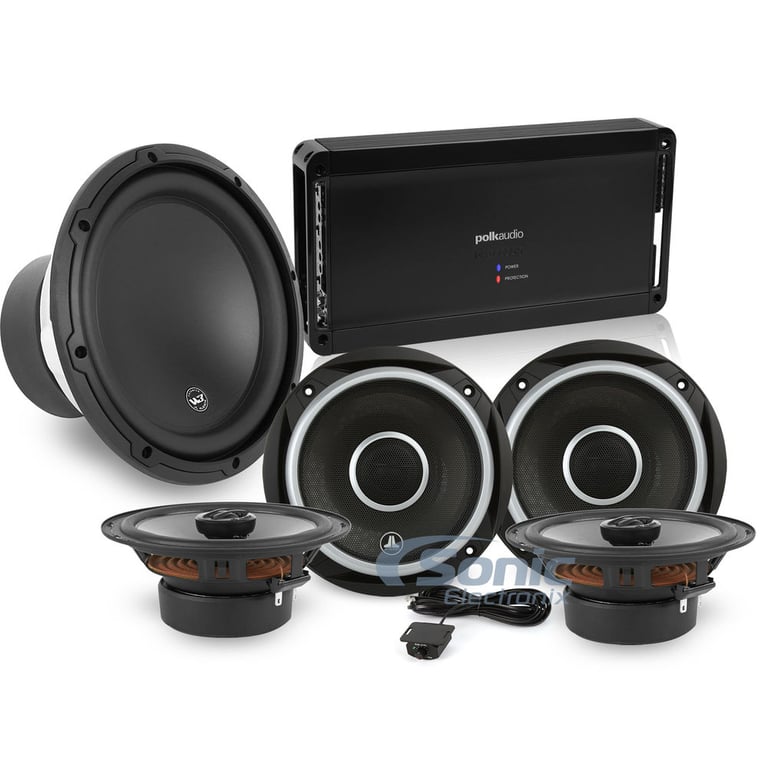 JL Audio + Polk Audio Amplified 5-Channel Full Range Car Audio Package Image 1