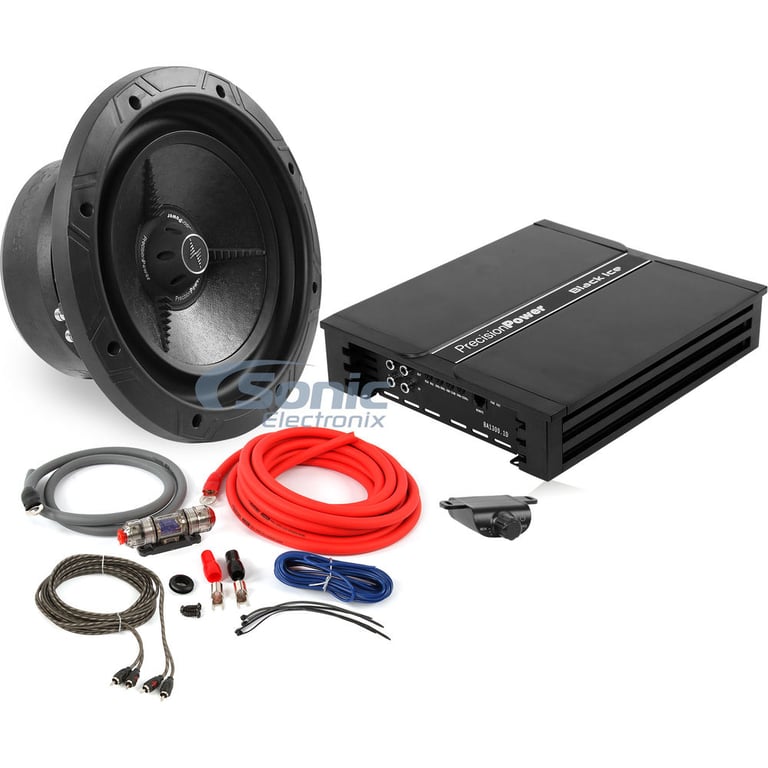 Precision Power 12" Subwoofer + Amplifier Bass Bundle w/ Wiring Kit Image 1