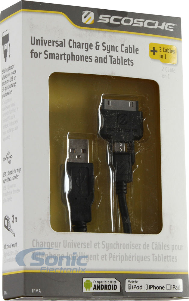 Scosche syncABLE Pro (IPMA) Charge/Sync Cable for iPod/iPhone/iPad and Micro USB Devices (Black) Image 9