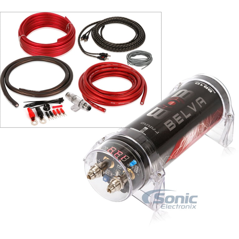 Belva 1.0 Farad Capacitor + Belva 2000 Watt Max Handling Amp Kit Image 1