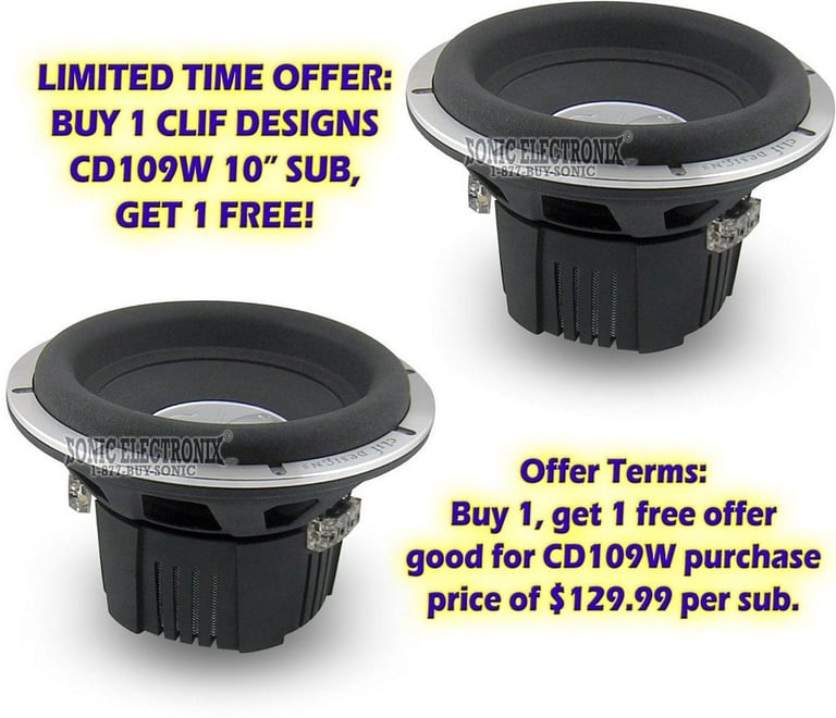 2-PACK --> Clif Designs CD109W 10" Subwoofers Image 1