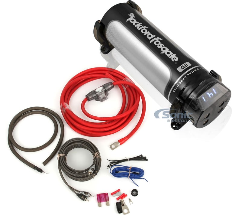 Rockford Fosgate 1.0 Farad Capacitor + 1200 Watt RMS Handling Amp Kit Image 1