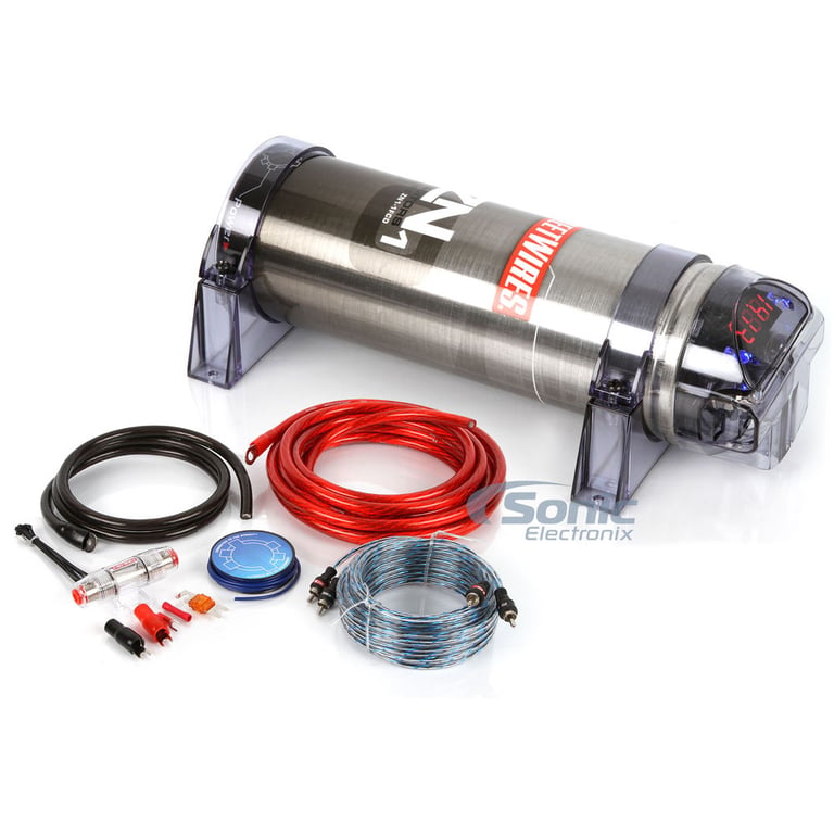 StreetWires 1 Farad Capacitor + 35% OFF 1000 Watts RMS Handling Amp Kit Image 1