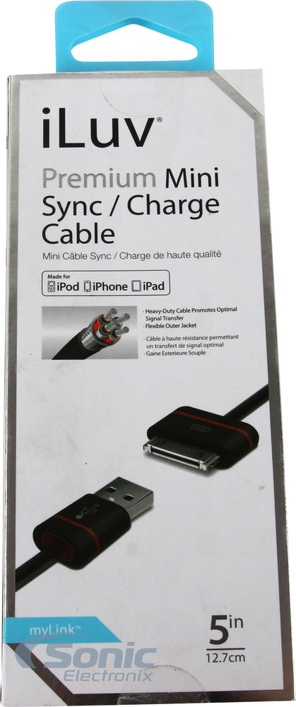iLuv iCB13BLK Premium iPad/iPhone/iPod Mini Sync & Charge Cable (5") Image 2