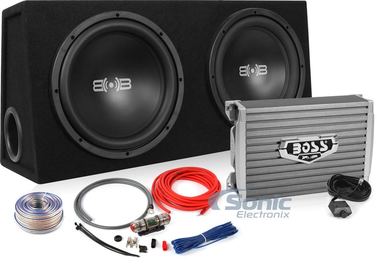 1200w Peak Dual 12" Car Subwoofer Enclosure+Mono Amplifier+Amp Kit Image 1