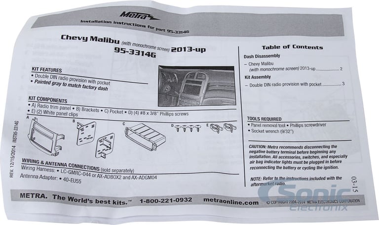 Metra 95-3314G Dash kit Image 5