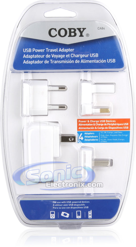 Coby CA84 Portable AC Power Travel Converter USB Charger Plug (White) Image 2