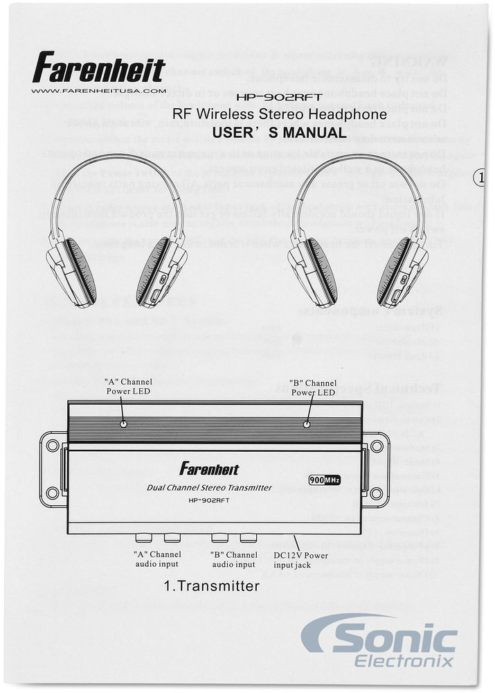Farenheit RF Headphone System - HP-902RFT Image 9