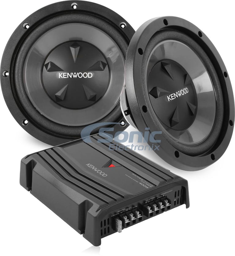 Kenwood P-W1220 Subwoofers and Amplifier Bass Bundle Image 1