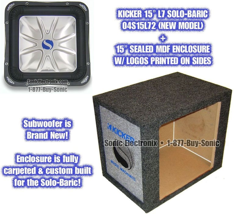 Kicker S15L7 15" Solo-Baric + 15" Logo Enclosure ( DVC 2 ohms, 2004 Model ) Image 1