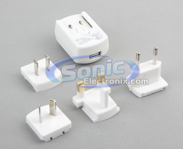Coby CA84 Portable AC Power Travel Converter USB Charger Plug (White) Image 1