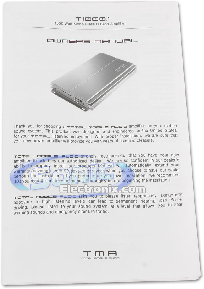 TOTAL Mobile Audio T1000.1 (TMA - A JL Audio Company) Image 6