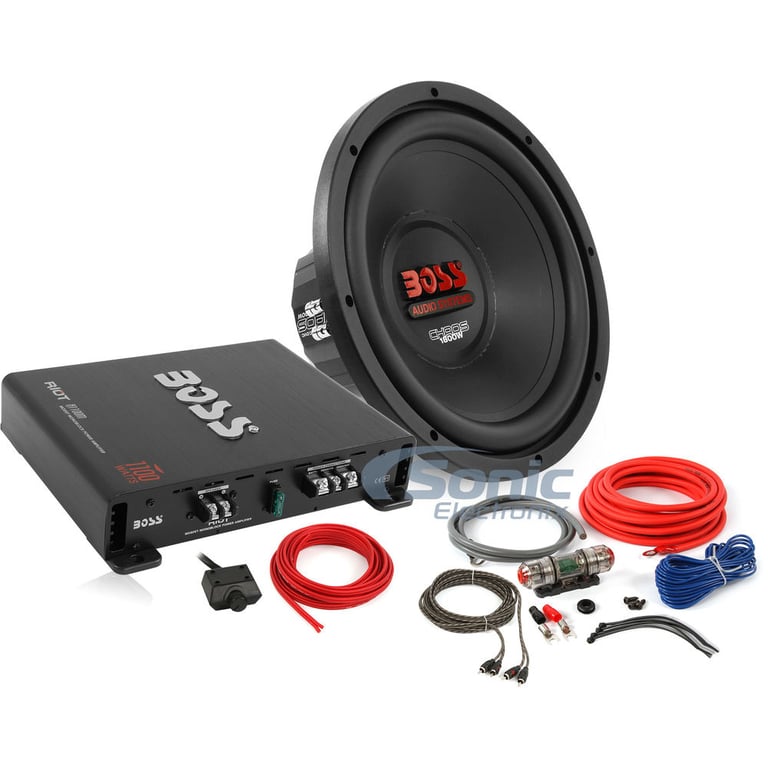 Boss R1100M 1100W Max Amplifier + 12" CH12DVC Subwoofer and Amp Kit Image 1