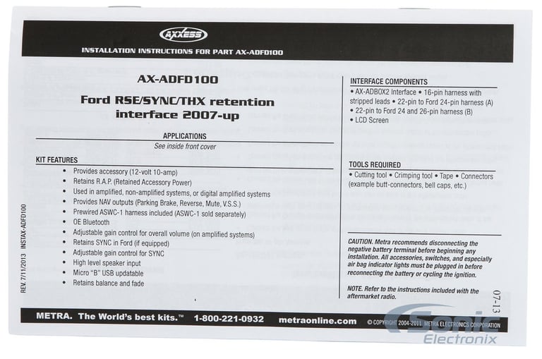 Axxess AX-ADFD100 Wiring Interface Image 7