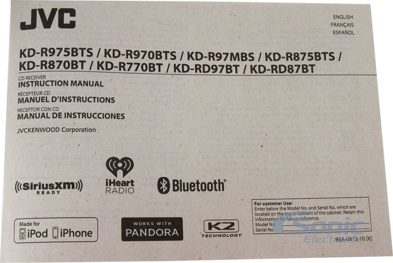 JVC Arsenal KD-R875BTS Image 9