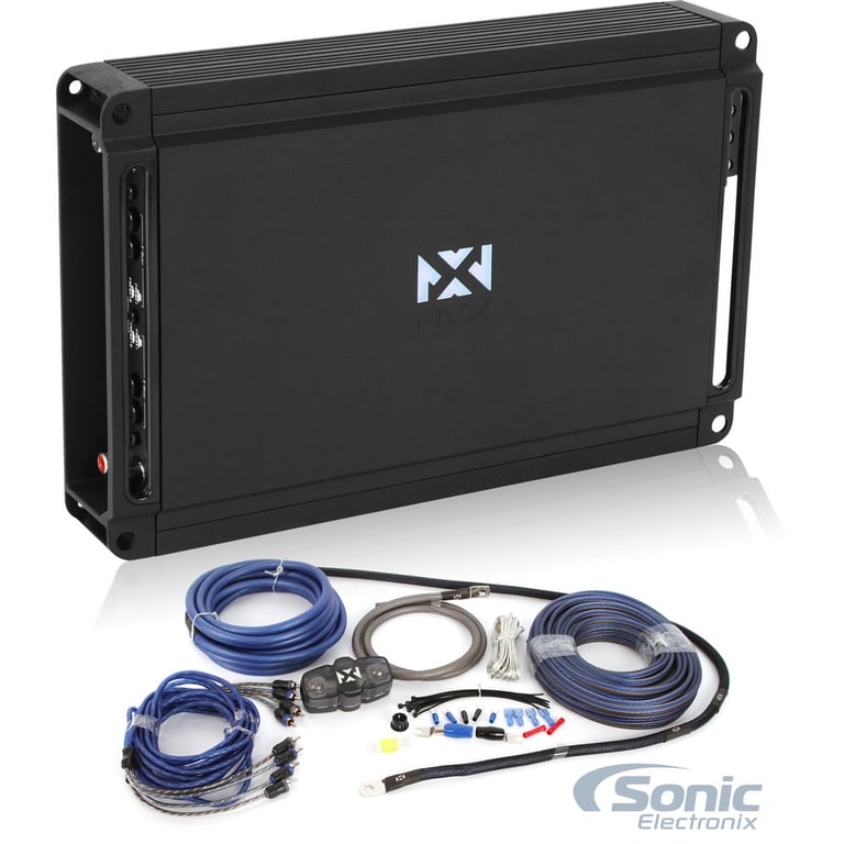 NVX JAD800.4 800W RMS 4-Channel Amplifier + Premium 4 Gauge Amp Wiring Kit Image 1