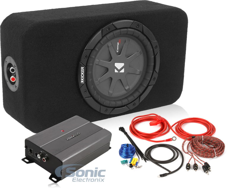 Kicker Compact 8" Enclosed Subwoofer with Kenwood Digital Amplifier Image 1