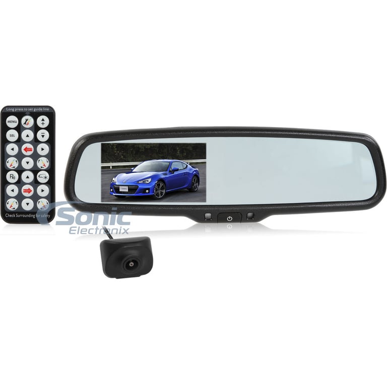 Crimestopper Rear View Mirror Monitor + Lip Mount Camera Bundle Image 1