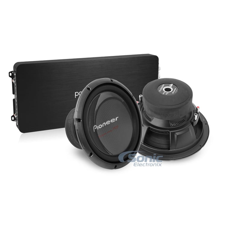 Pair of Pioneer TS-W3003D4 + PowerBass ASA 1200.2x Amplifier Image 1