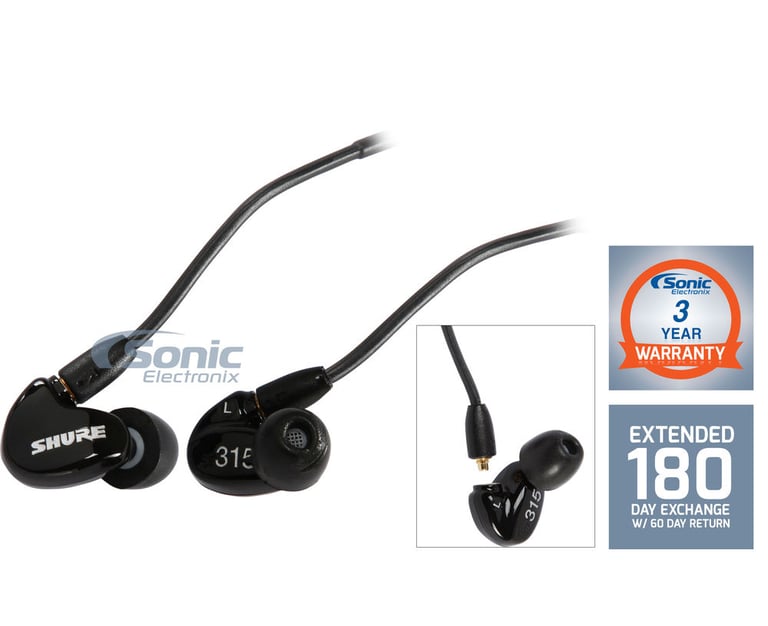 Shure SE315 (Black) + Sonic Electronix Bonus Pack 3 Image 1