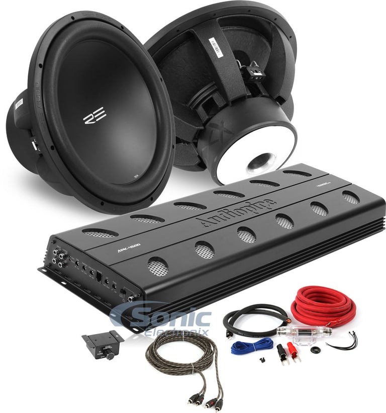 Audiopipe Amplifier with 2 RE Audio Subwoofers Complete Audio Upgrade Package Image 1