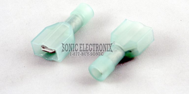 Male Quick Disconnect BLUE INSULATED Connectors .250" 16-14G (100 Pack) Image 1