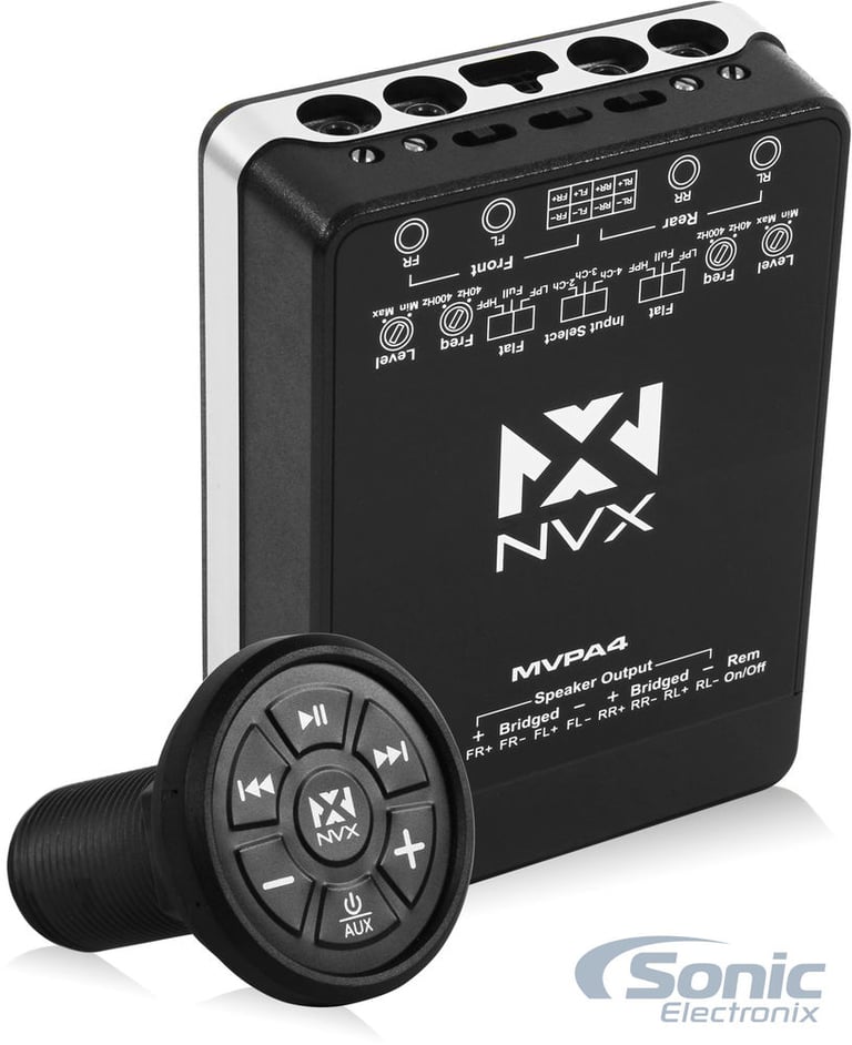 NVX MVPA4 Micro 400W 4-Channel Amplifier + Bluetooth Handlebar Controller Image 1