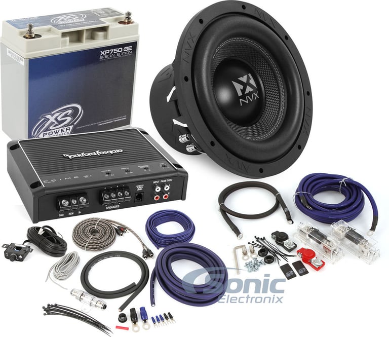 NVX 10" Subwoofer + Rockford Fosgate Amplifier Bundle Image 1