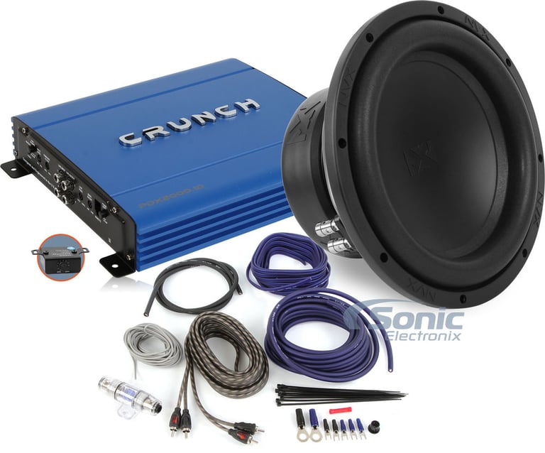 NVX 10" Subwoofer + Crunch Amplifier Bundle Image 1