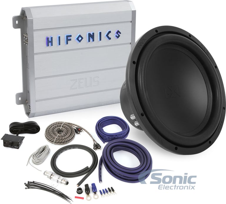 NVX 12" Subwoofer + Hifonics Zeus Amplifier Bundle Image 1