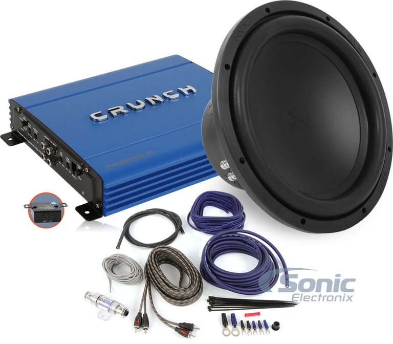 NVX 12" Subwoofer + Crunch PDX-2000.1D Amplifier Bundle Image 1