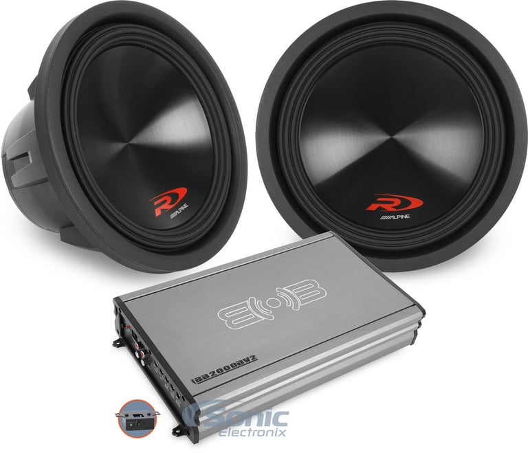 Two 12" Alpine Type-R + 2000W Peak Belva v2 1-Ohm Stable Amplifier Image 1
